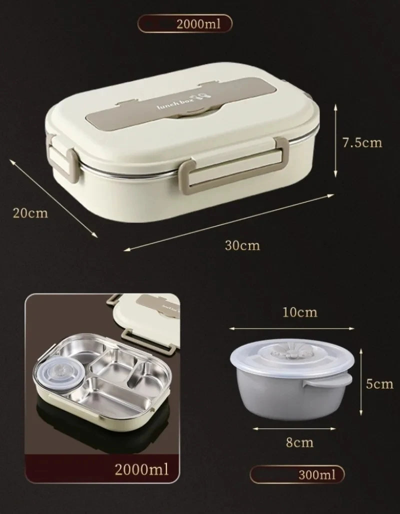 304 Stainless Steel Bento Lunch Box Compartment Insulated